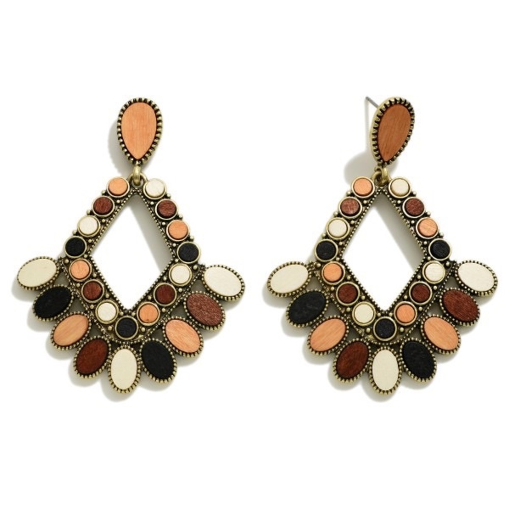 Multicolor metal western style earrings